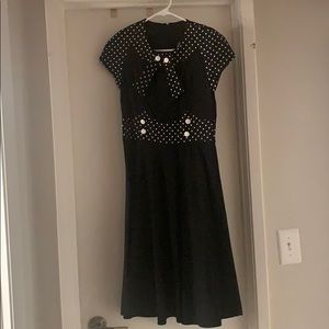 Black w/white polka dots pinup wiggle dress.